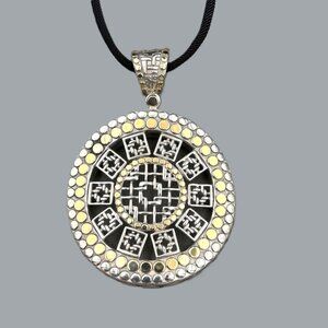 John Hardy Large Silang Sterling Silver 18k Gold Pendant Necklace